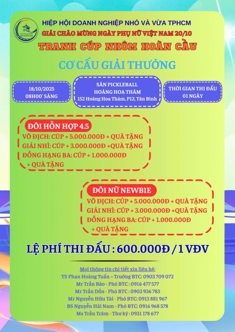 Thông Báo Giải Pickleball Tranh Cúp Nhôm Hoàn Cầu 2025 – Mừng Ngày Phụ Nữ Việt Nam 20/10 2 z7069527604195 6f12253780e8793e8398825745298810