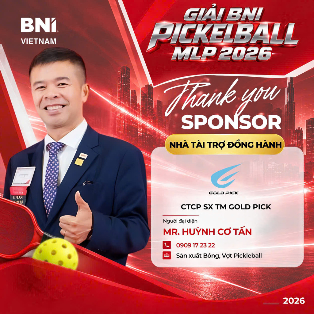 CTCP SX TM Gold Pick và người đại diện - Mr. Huỳnh Cơ Tấn vinh dự nhận thư cảm ơn từ Ban tổ chức BNI Vietnam